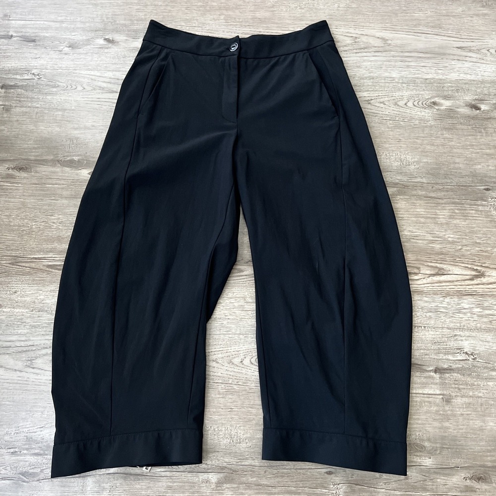 Marithe Francois Girbaud Vintage 2000s Cropped Pant Black Ruched Legs Womens 4